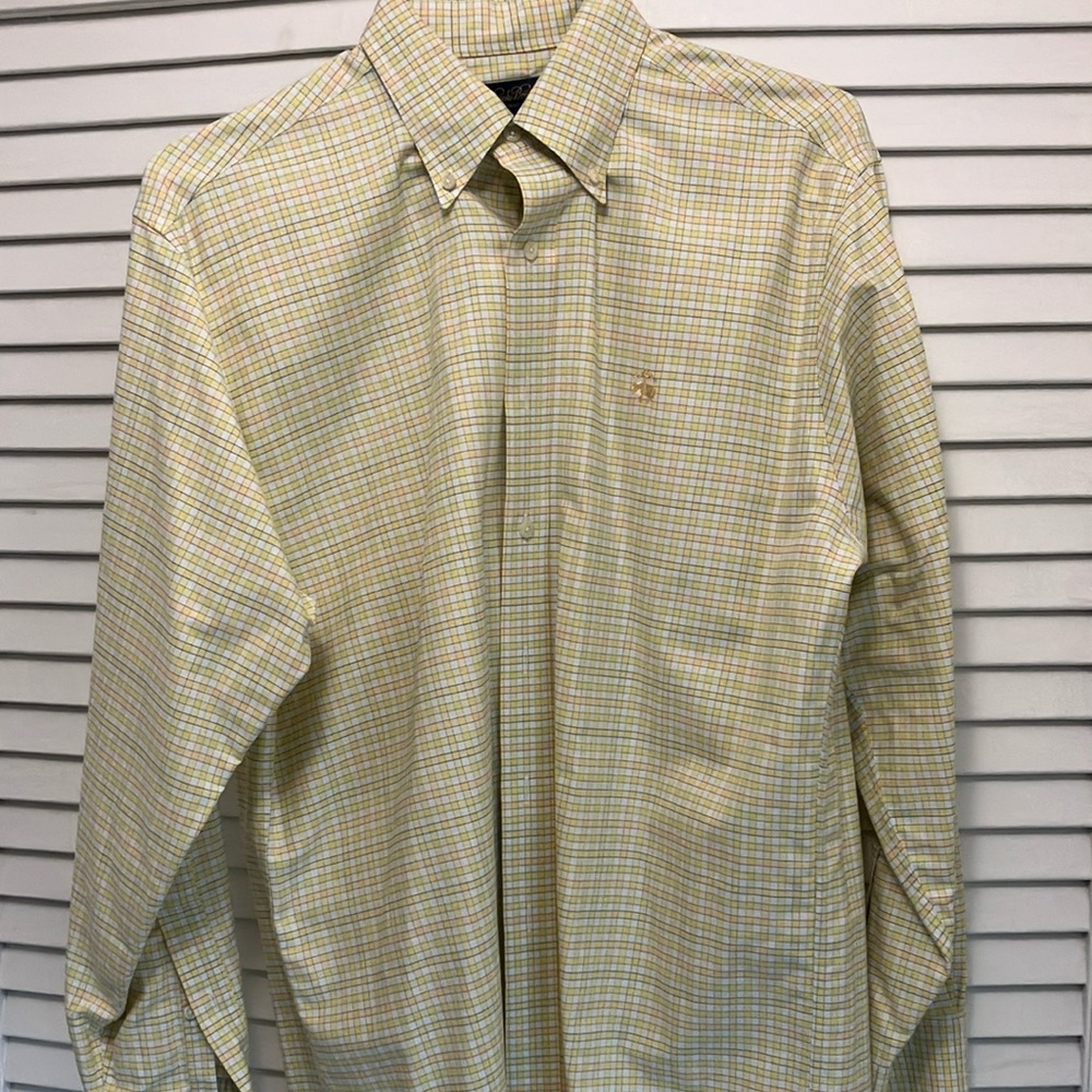 Brooks Brothers Men's Plaid Shirt - Yellow